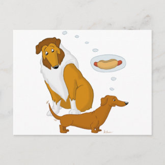 Comical Collie and Dachshund Postcard