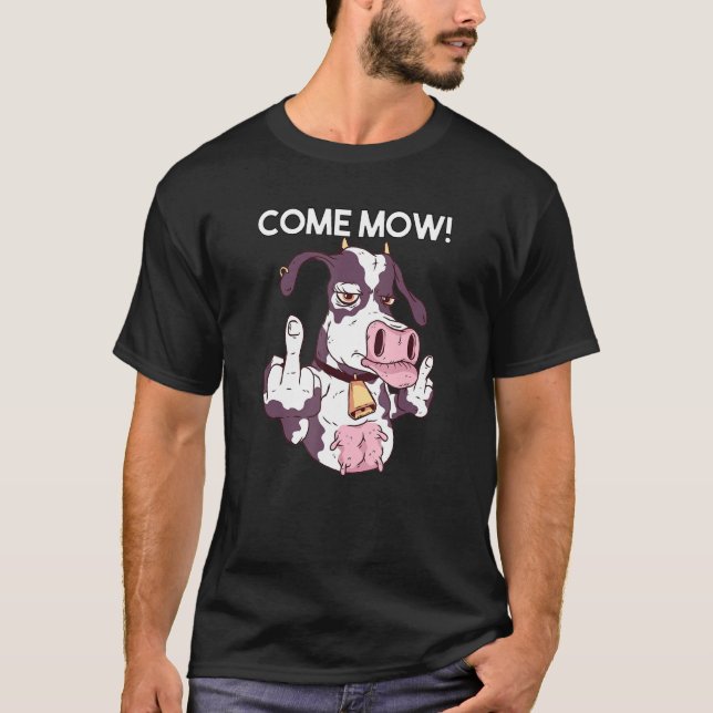 Comical Cow Ready For A Fight T-Shirt (Front)