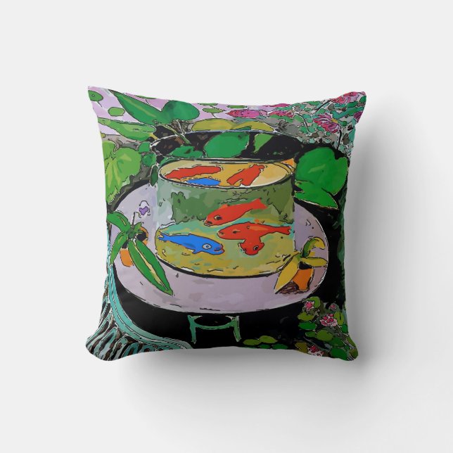 Comical Gold Fish Throw Pillow (Front)