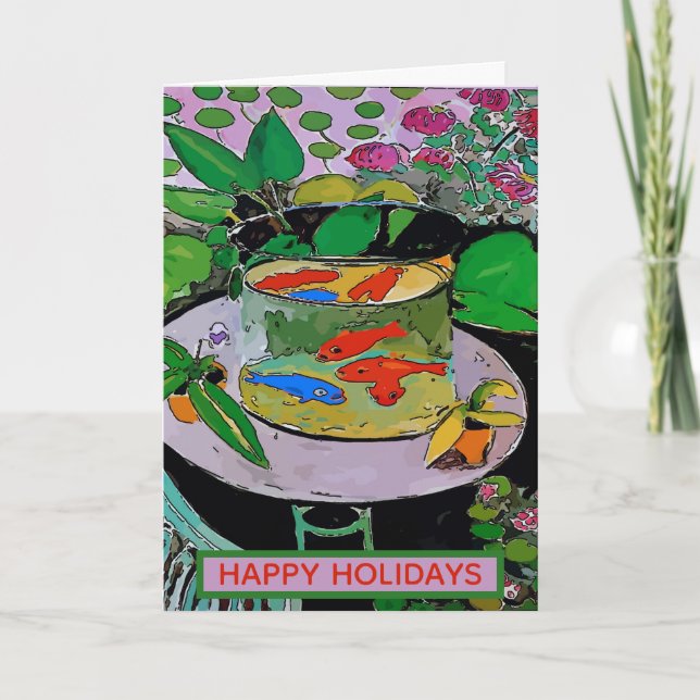 Comical Goldfish abstract Holiday Card (Front)