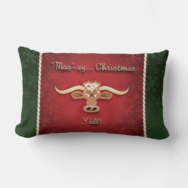 Comical Longhorn Steer Lumbar Cushion (Front)