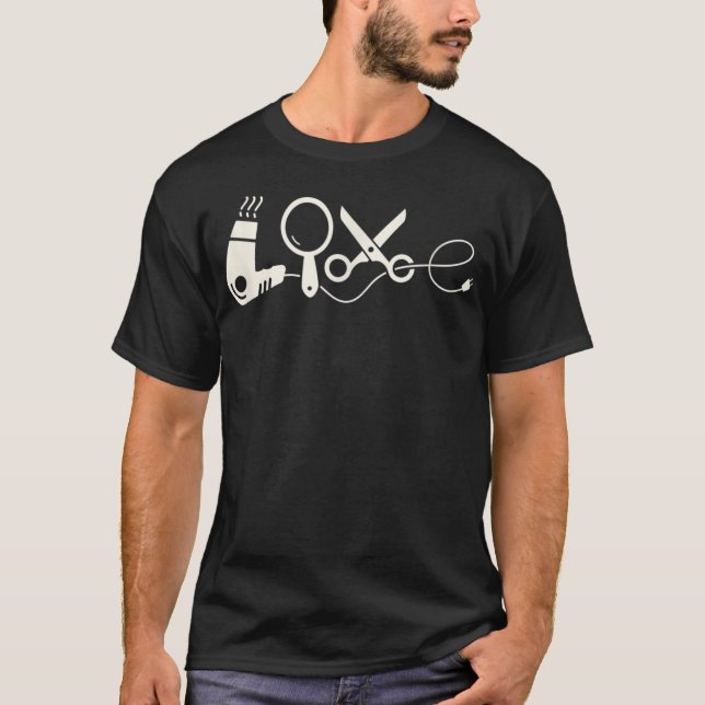 Comical LOVE Hairstylist Men and Women Barber Gif T-Shirt (Front)