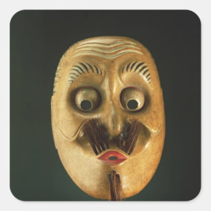Comical Mask, Noh Theatre Square Sticker