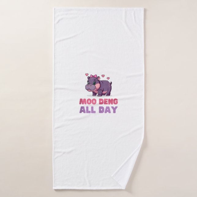 Comical MOO DENG ALL DAY Hippo Revolution Safari Z Bath Towel (Bath Towel)