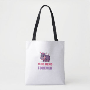 Comical MOO DENG FOREVER Animal Lover Hippo Theme Tote Bag