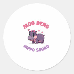 Comical MOO DENG HIPPO SQUAD Hippo Revolution Zook Classic Round Sticker