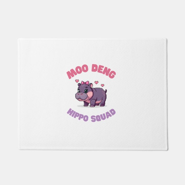 Comical MOO DENG HIPPO SQUAD Hippo Revolution Zook Doormat (Front)