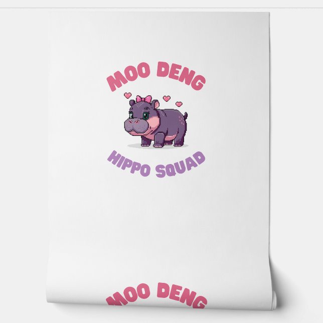 Comical MOO DENG HIPPO SQUAD Hippo Revolution Zook Wallpaper (Unrolling)