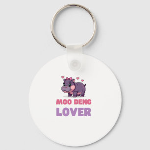 Comical MOO DENG LOVER Wild One Retro Gamer Hippo  Key Ring