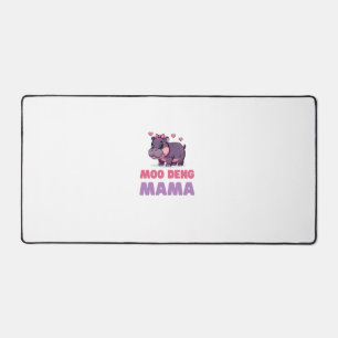Comical MOO DENG MAMA Animal Lover Hippo Theme Zoo Desk Mat