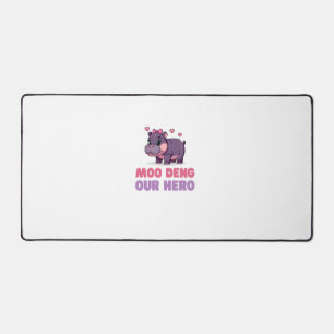 Comical MOO DENG OUR HERO Zoology Pixels Animal Ad Desk Mat