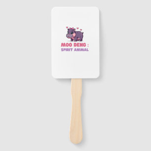 Comical MOO DENG SPIRIT ANIMAL Adventure Seeker Ou Hand Fan