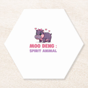Comical MOO DENG SPIRIT ANIMAL Adventure Seeker Ou Paper Coaster