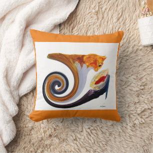 Comical Musical Abstract Ginger Cat Cushion