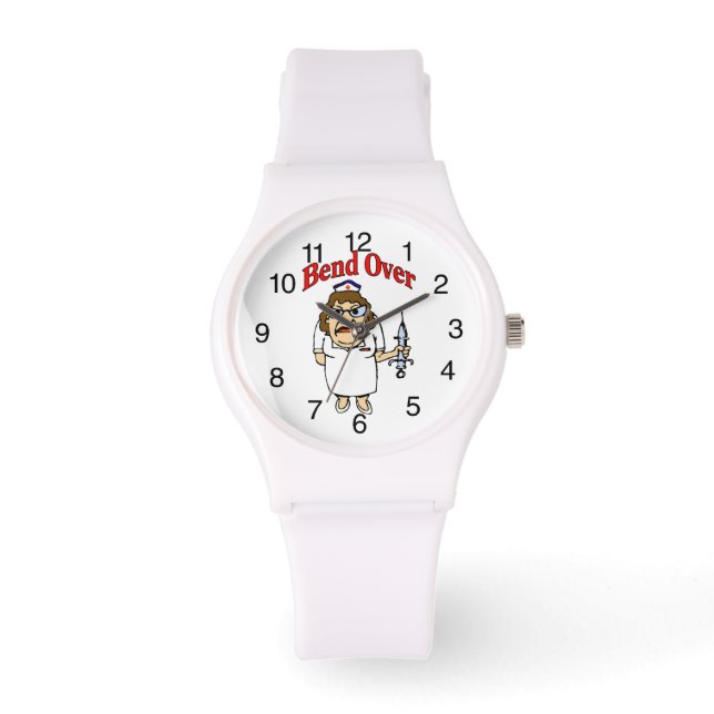 Comical Nurse Bend Over Clock Watch (Front)