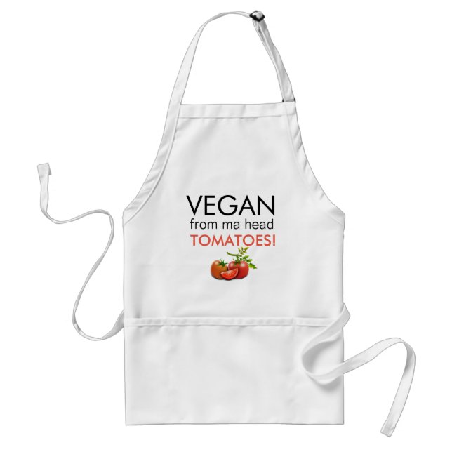 Comical pun VEGAN FROM MA HEAD TOMATOES Standard Apron (Front)