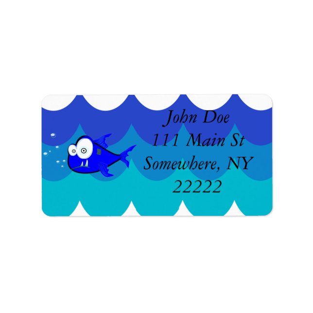 Comical Shark Swimming in the Waves Label (Front)