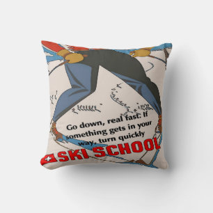 Comical Ski School Cushion