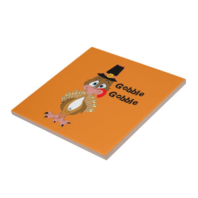 Comical Thanksgiving Turkey Ceramic Tile (Side)