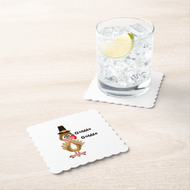 Comical Thanksgiving Turkey Paper Coaster (Insitu)