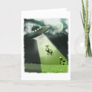 Comical UFO Cow Abduction Card
