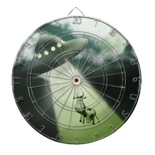 Comical UFO Cow Abduction Dartboard
