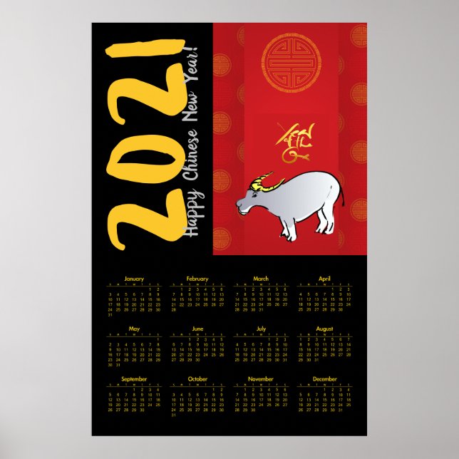 Comics Chinese Ox Year 2021 Calendar 24x36 P Poster (Front)