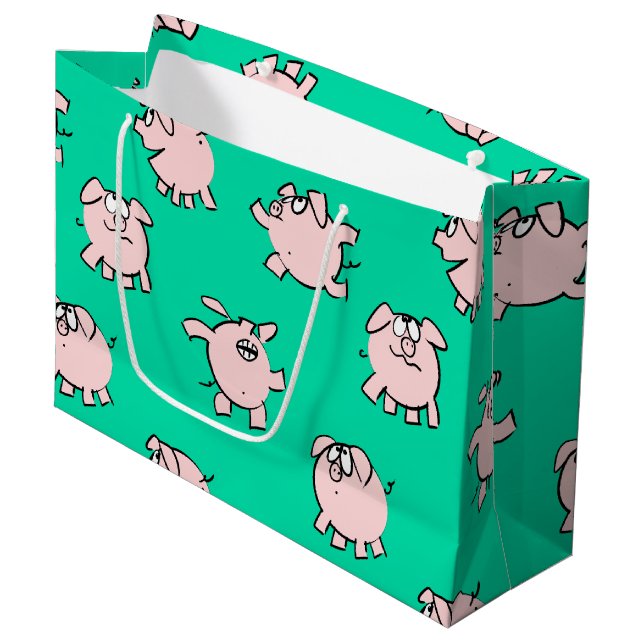 Comics Fun Cartoon Pig Baby Choose Colour L G Large Gift Bag (Front Angled)