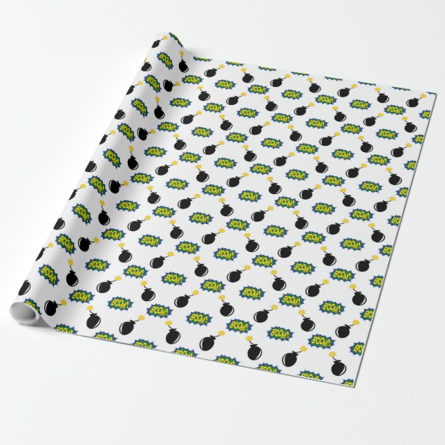 Comics Funny Smart Big Ideas Boom Bombs Wrapping Paper (Unrolled)