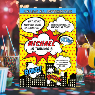 Comics Invitation for Superheroes birthday party
