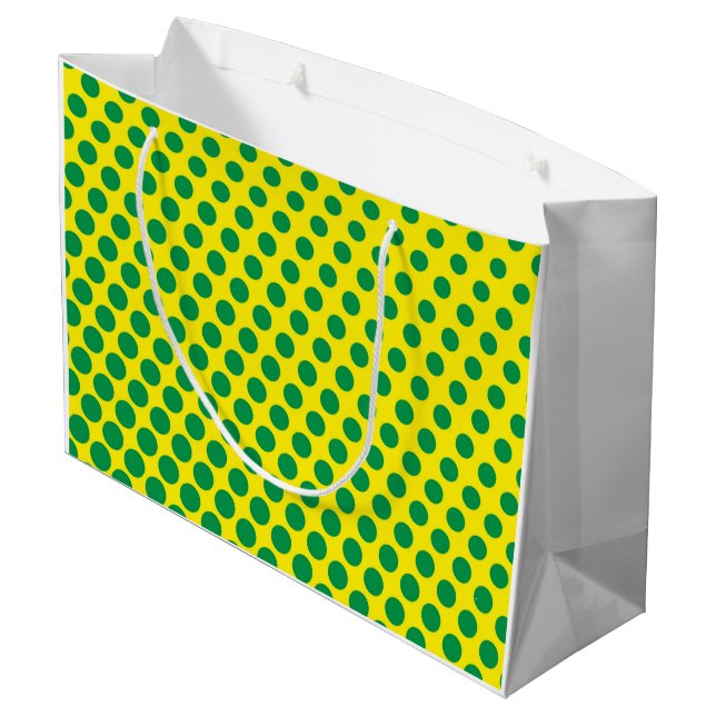 Comics Superhero Dots Green Yellow Colourful Fun Large Gift Bag (Back Angled)