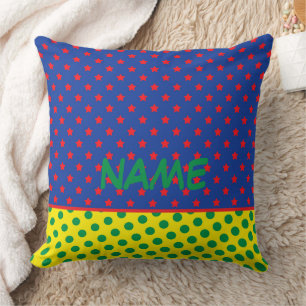 Comics Superhero NAME Stars Dots Colourful Kids Fu Cushion
