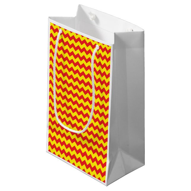 Comics Superhero Zig Zag Red Yellow Kids Fun Small Gift Bag (Front Angled)