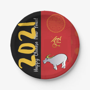 Comics Traditional Chinese Ox Year 2021 PP Paper Plate