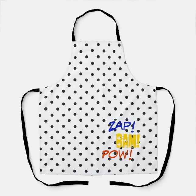 Comics Zap! Bam! Pow! Funny Colourful Superhero Apron (Front)