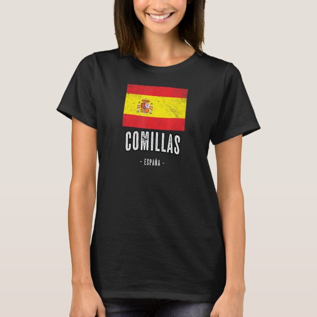Comillas Spain Es Flag City   Bandera Ropa T-Shirt (Front)