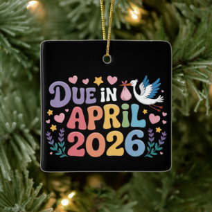 Coming April 2026 Due in New Baby Mummy Pregnancy Ceramic Ornament
