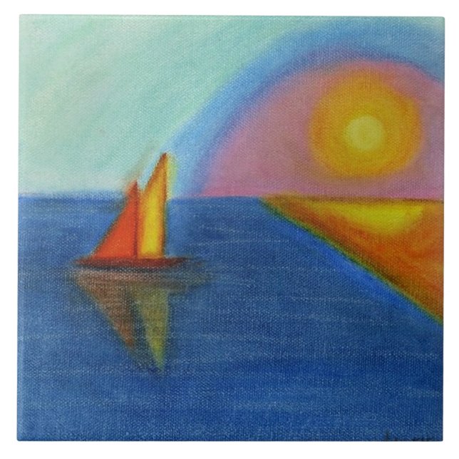 Coming Home Abstract Pastel Painting Ceramic Tile (Front)