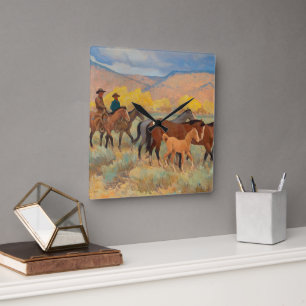 Coming Home by Maynard Dixon Square Wall Clock