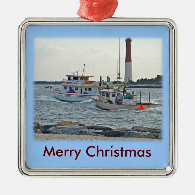 Coming Home - Fishing Boats in Barnegat Inlet Item Metal Ornament (Front)