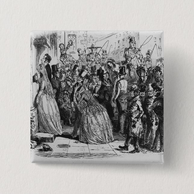 Coming home from church 15 cm square badge (Front)