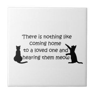 Coming Home to a Cat Ceramic Tile