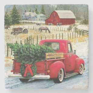 Coming Home with a Christmas Tree Stone Coaster
