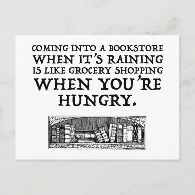 Coming Into A Bookstore When It's Raining Postcard (Front)