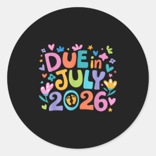 Coming July 2026 Due In New Baby Mommy Mother Preg Classic Round Sticker