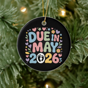 Coming May 2026 Due in New Baby Mum Pregnancy Ceramic Ornament