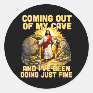 Coming Out of Cave the Jesus Resurrection Easter Classic Round Sticker