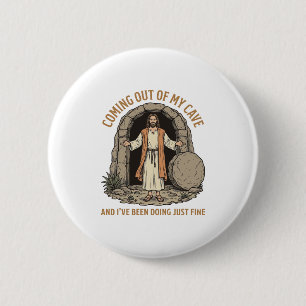 Coming Out of My Cave Funny Christian Vintage Shir 6 Cm Round Badge