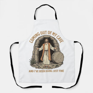 Coming Out of My Cave Funny Christian Vintage Shir Apron