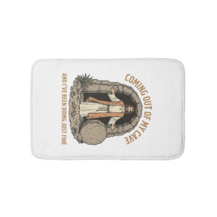 Coming Out of My Cave Funny Christian Vintage Shir Bath Mat
